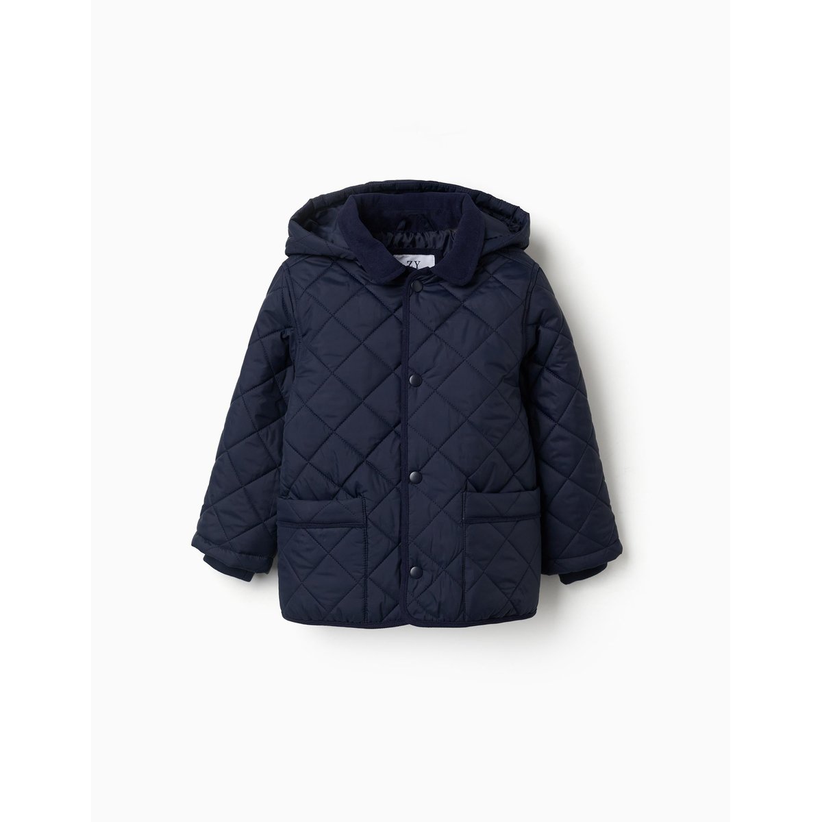 Veste matelassée avec capuche amovible bleu foncé, ZIPPY
