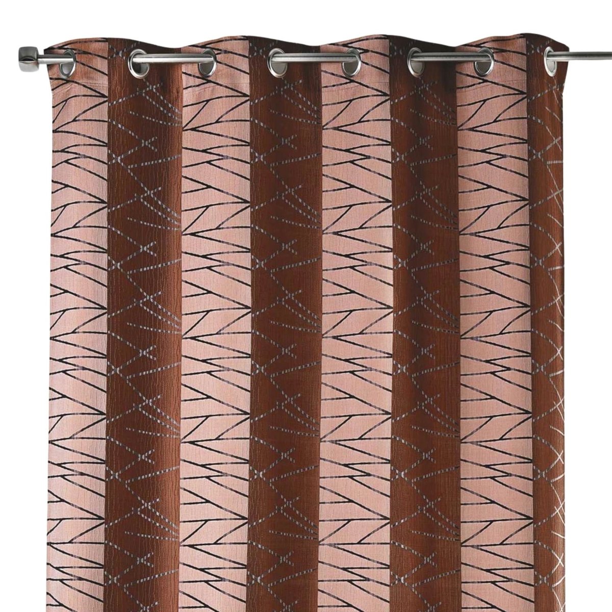 Rideau tamisant en jacquard à rayures verticales design marron chocolat, HOME MAISON