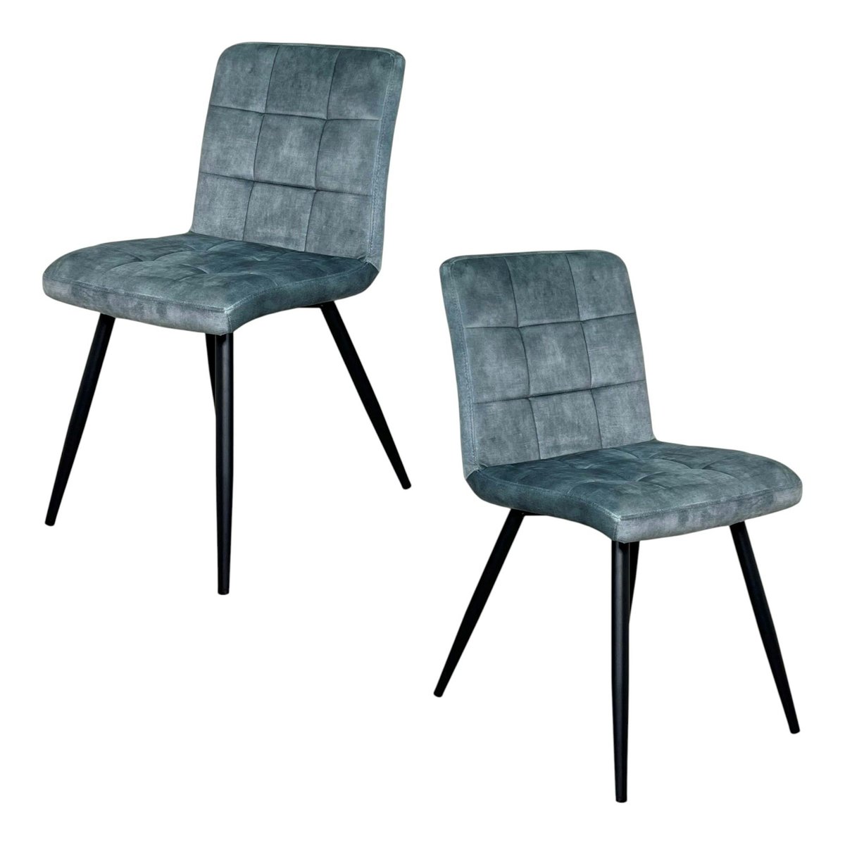 Chaise en velours capitonné (lot de 2) MALMOE bleu pétrole, PIER IMPORT