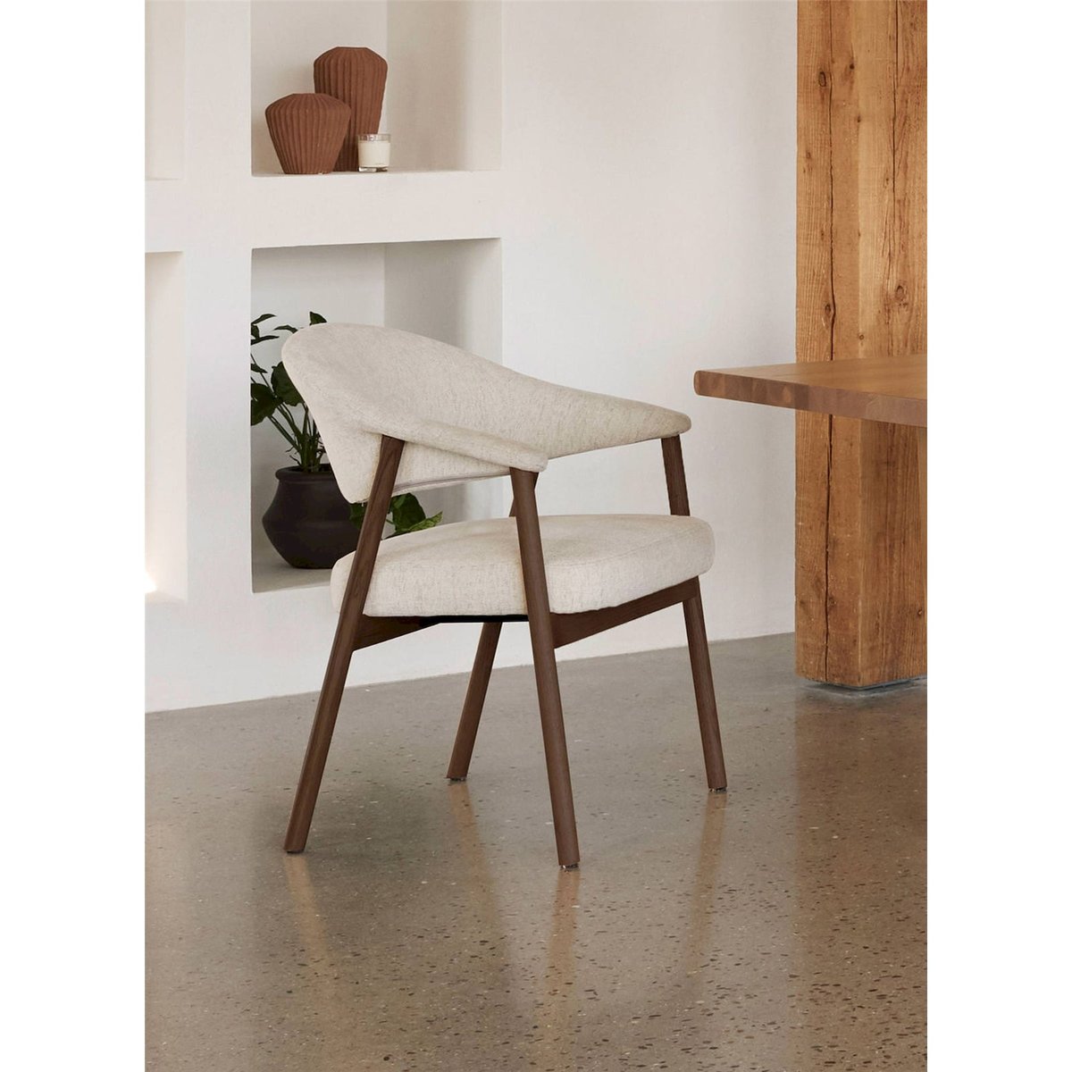 Chaise de salle à manger rembourrée en bois beige et chêne, RECOLLECTION