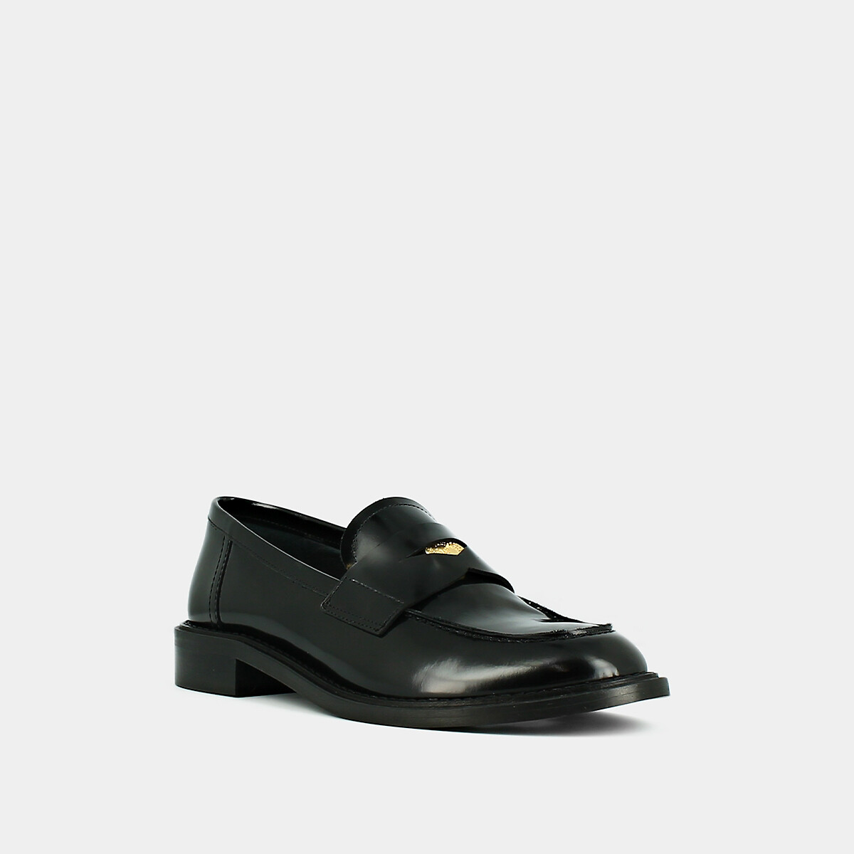 Mocassins cuir glacé Dash, détail argenté noir, JONAK