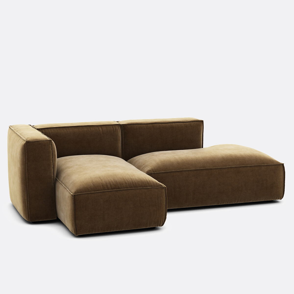 Divano modulare angolare sinistro, in velluto a coste vintage, SEVEN bronzo, LA REDOUTE INTERIEURS