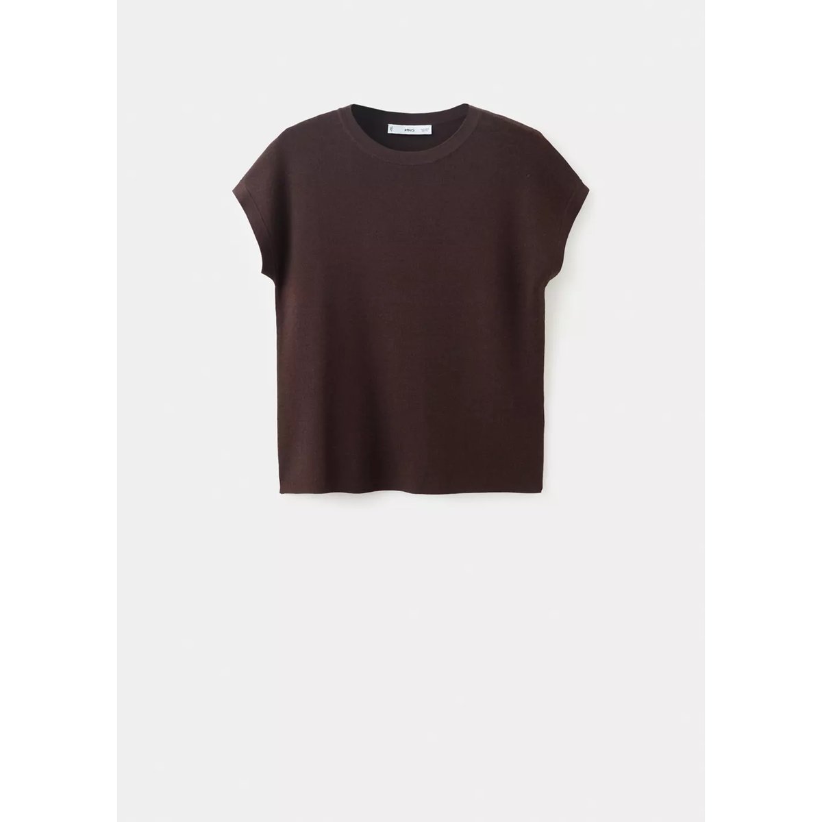 T-shirt maille manches courtes marron, MANGO