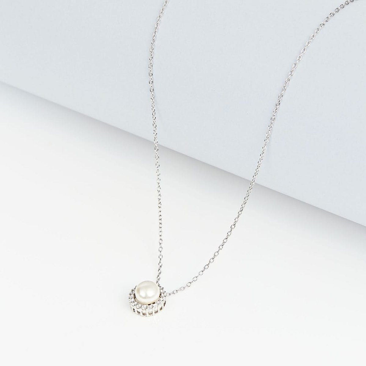 Colliers en Oxyde De Zirconium/argent/perle et Perle argent et blanc, PERLE DE NUIT