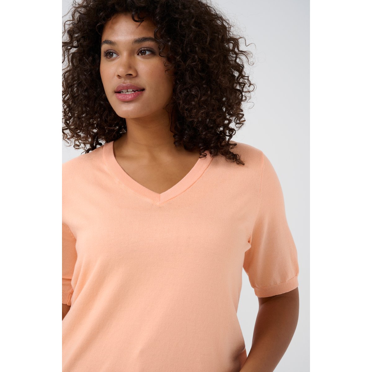 Pullover tricoté orange peach nectar, KAFFE CURVE