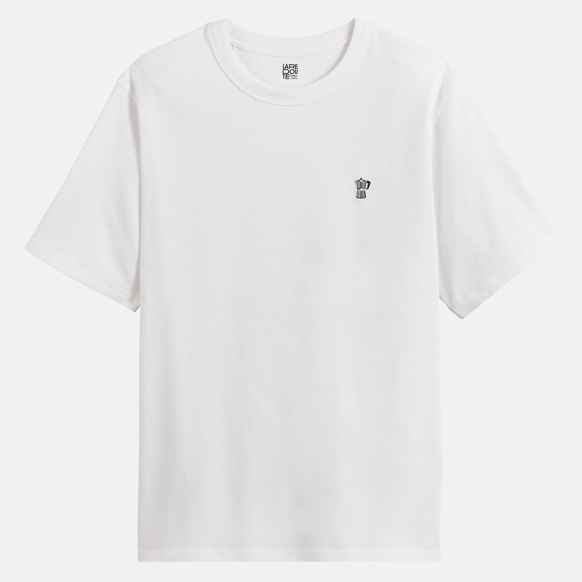 T-shirt avec broderie cafetière blanc, LA REDOUTE COLLECTIONS