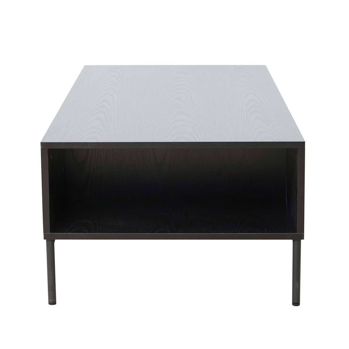 Table basse en acier et MDF décor mélaminé 150 cm, DAKOTA noir, OVIALA