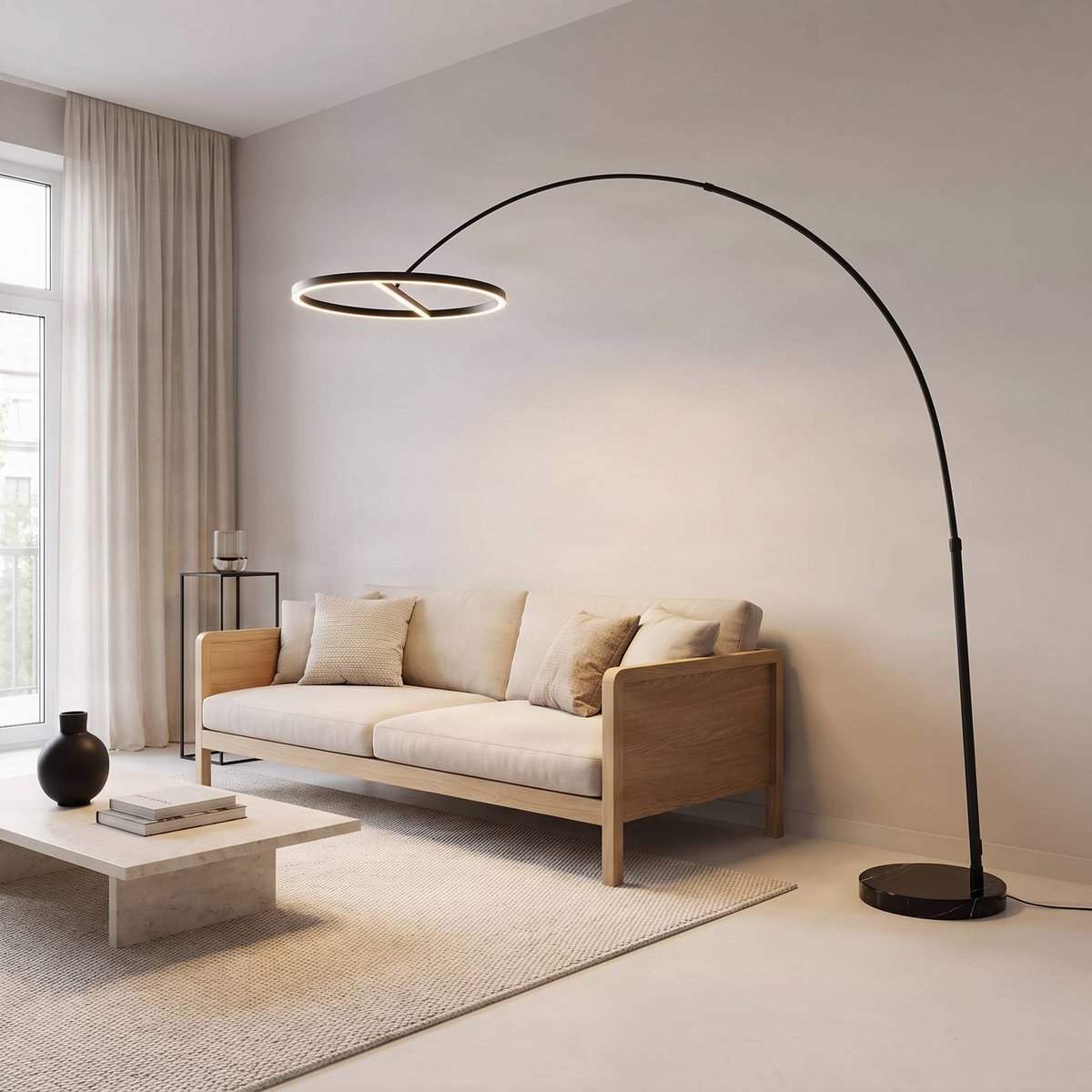 Lampadaire en aluminium moderneLED, Virvera noir, LUCANDE