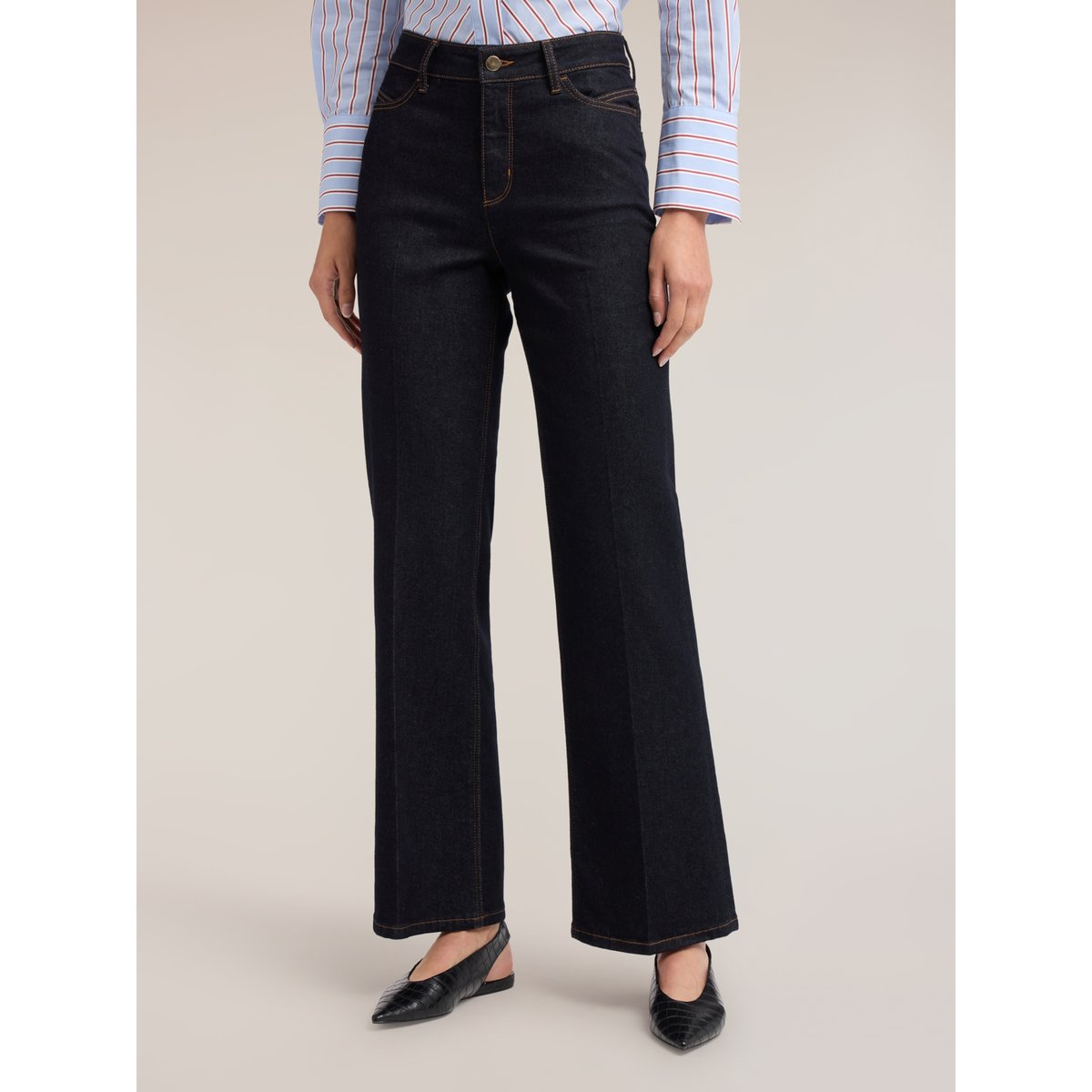 Jean regular coupe droite avec pli cousu bleu, MOTIVI