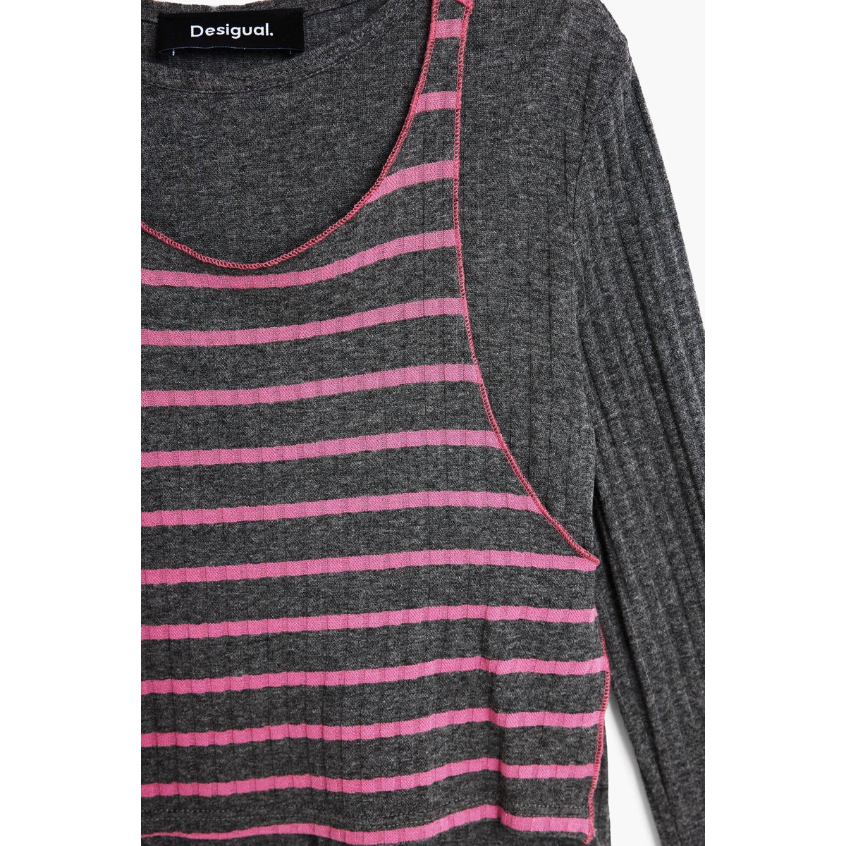 T-shirt à rayures combinées noir, DESIGUAL