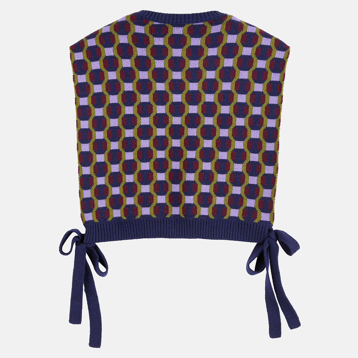 Pull plastron graphique, sans manches, en laine mérinos multicolore, LA REDOUTE X MAZORCAS