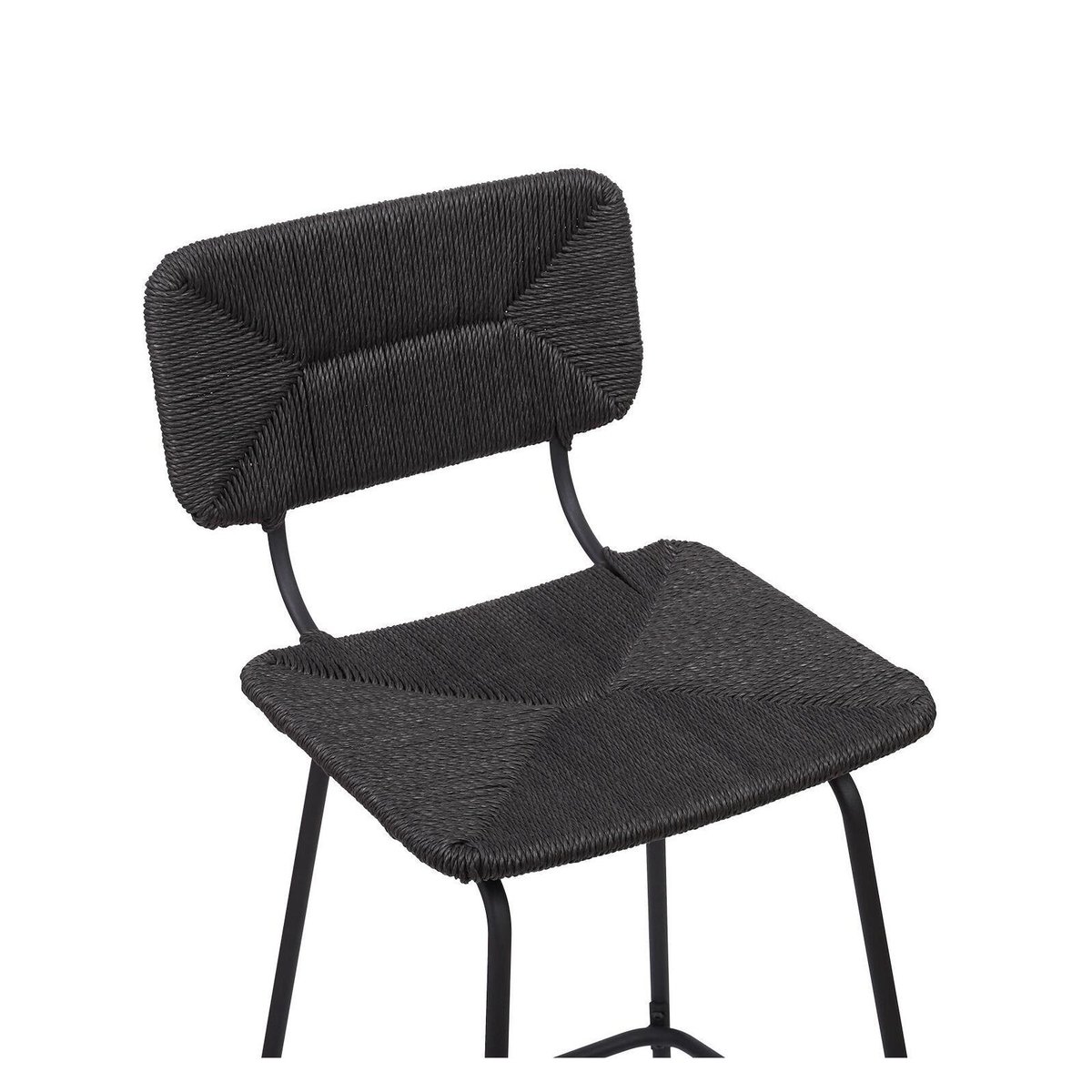 Lot de tabourets d'ilot et bar en métal et assise rotin 65cm NEMA|Lot de 6 | Lot de 6 noir, MOB IN