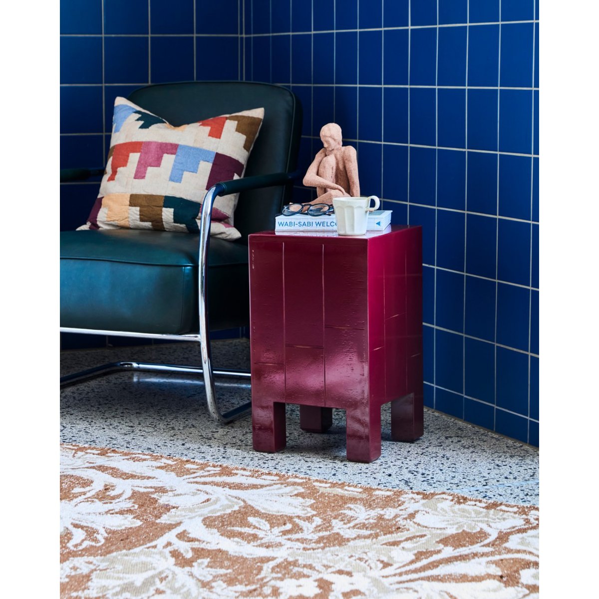 Table d'appoint en bois laqué Brick rouge, HOUSE DOCTOR