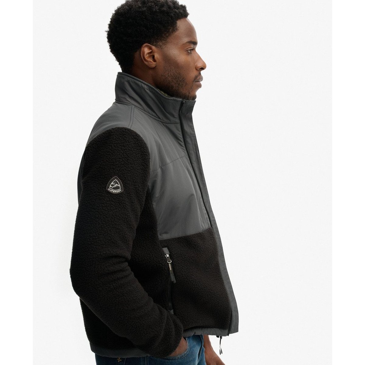 Veste en polaire Hybrid Trekker noir/noir, SUPERDRY