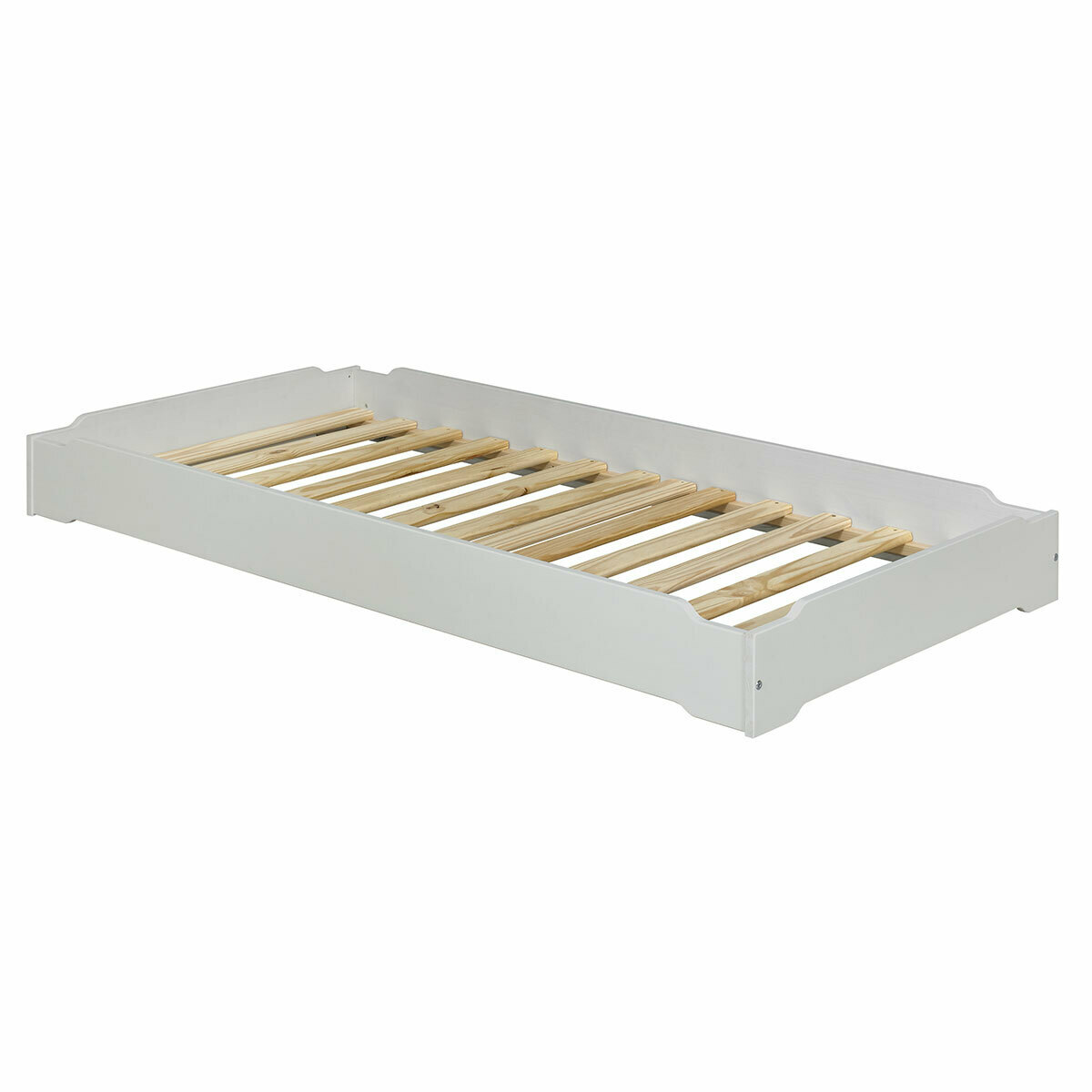 Pack 2 lits empilables et 2 matelas Bois massif JELLY gris, AKITEN RETAIL