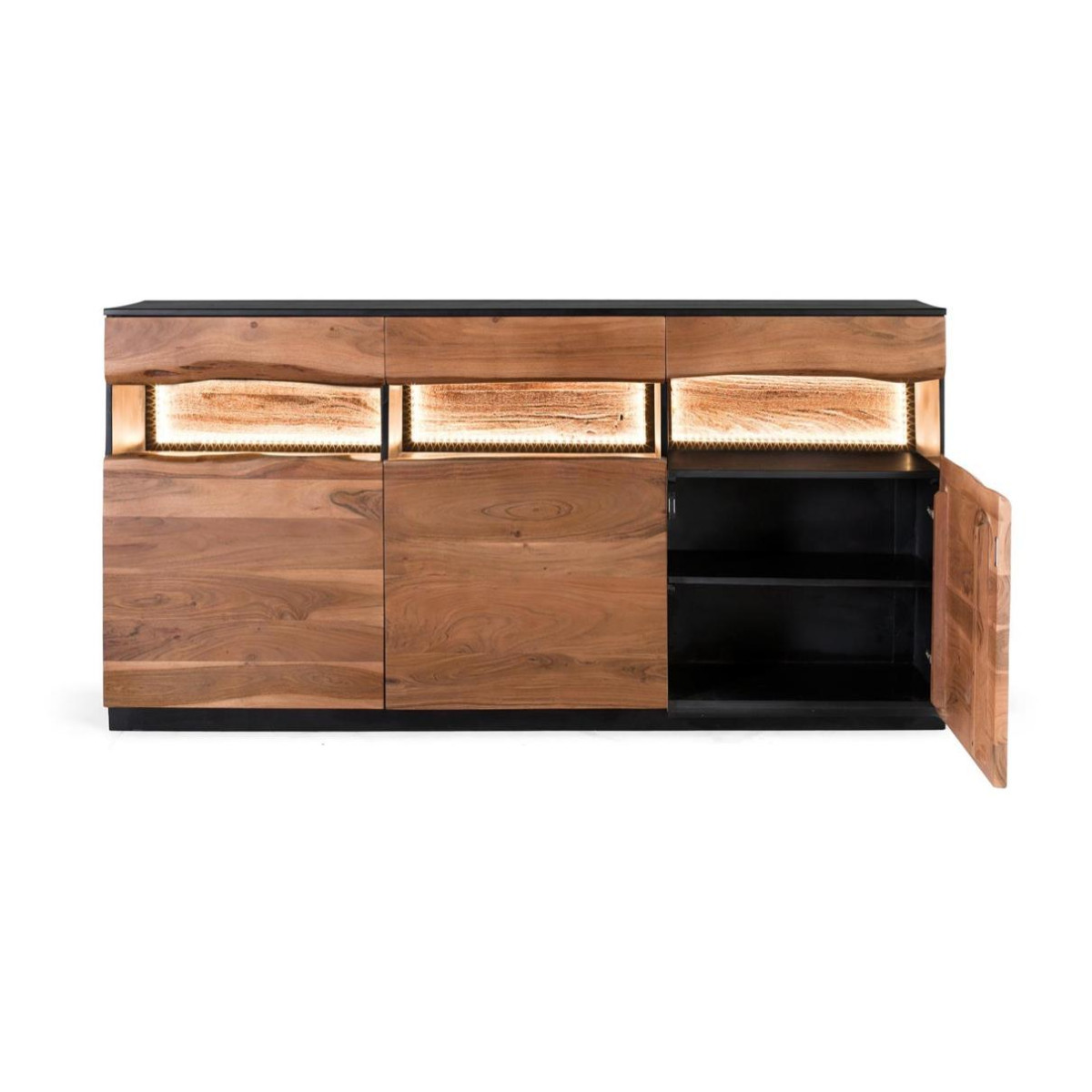 Bahut 3 tiroirs 3 portes Bois Marron marron, DECORATION D’AUTREFOIS