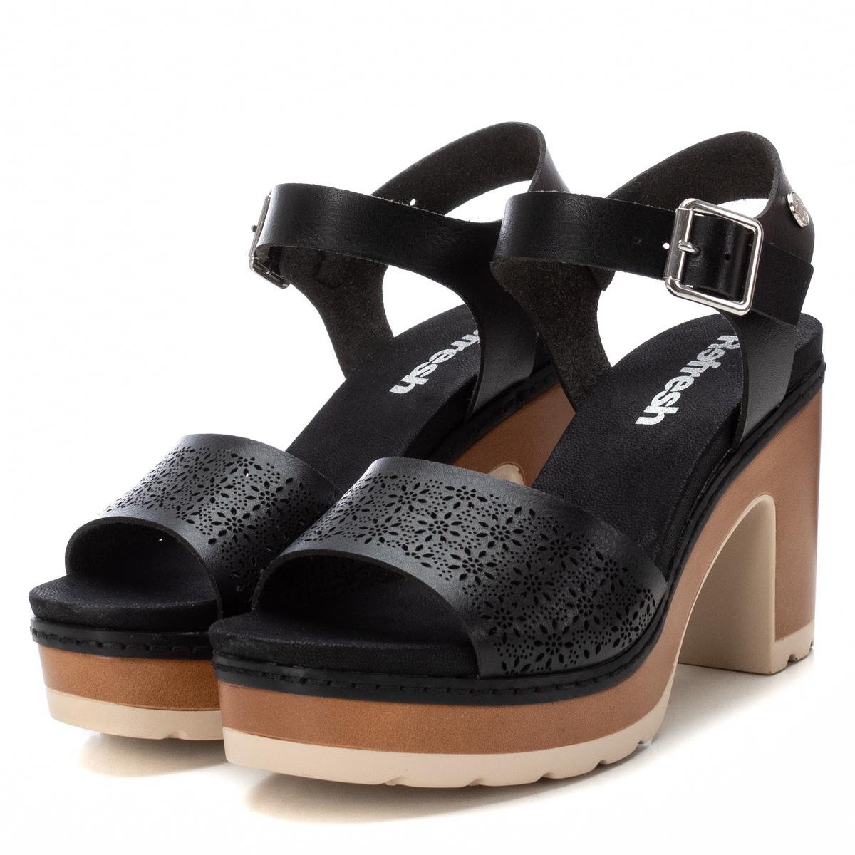 Sandale Talon Décontractée Boucle noir, REFRESH