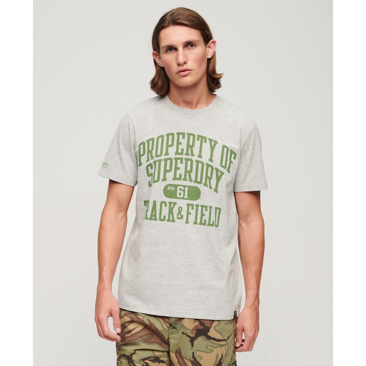 T-shirt à motif Athletic College gris moucheté chiné, SUPERDRY