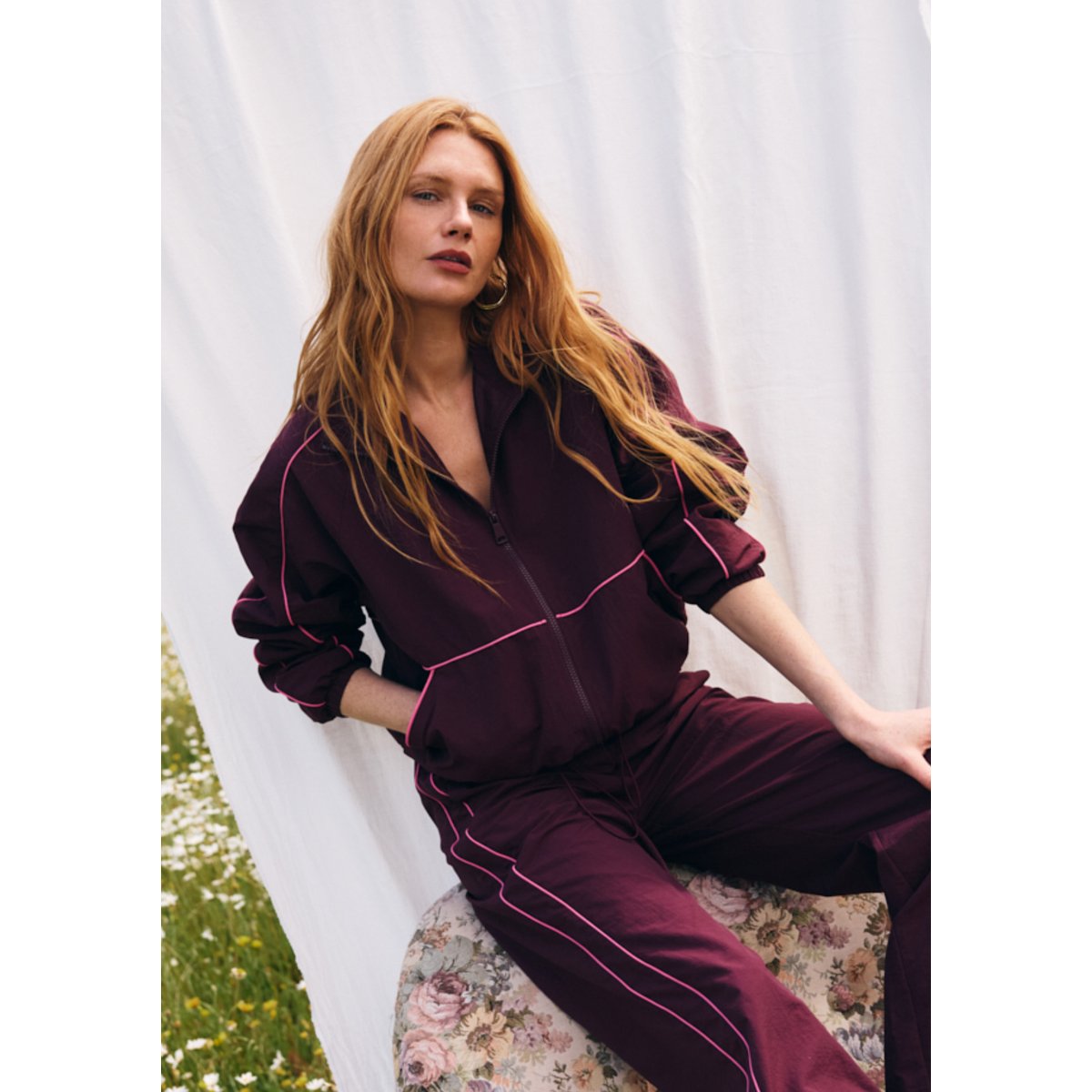 Veste zippée à passepoil bordeau wine, LOLALIZA