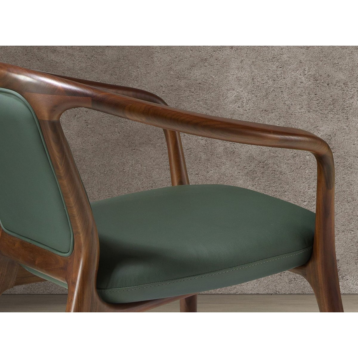 Fauteuil en similicuir vert foncé | noyer, ANGEL CERDA