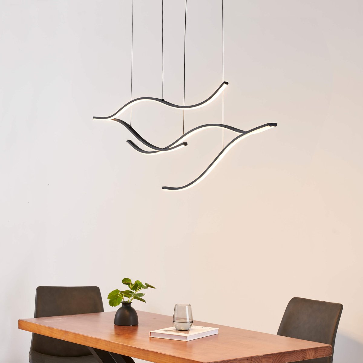 Suspension LED noire effet vague - Linisia noir, KOSILUM