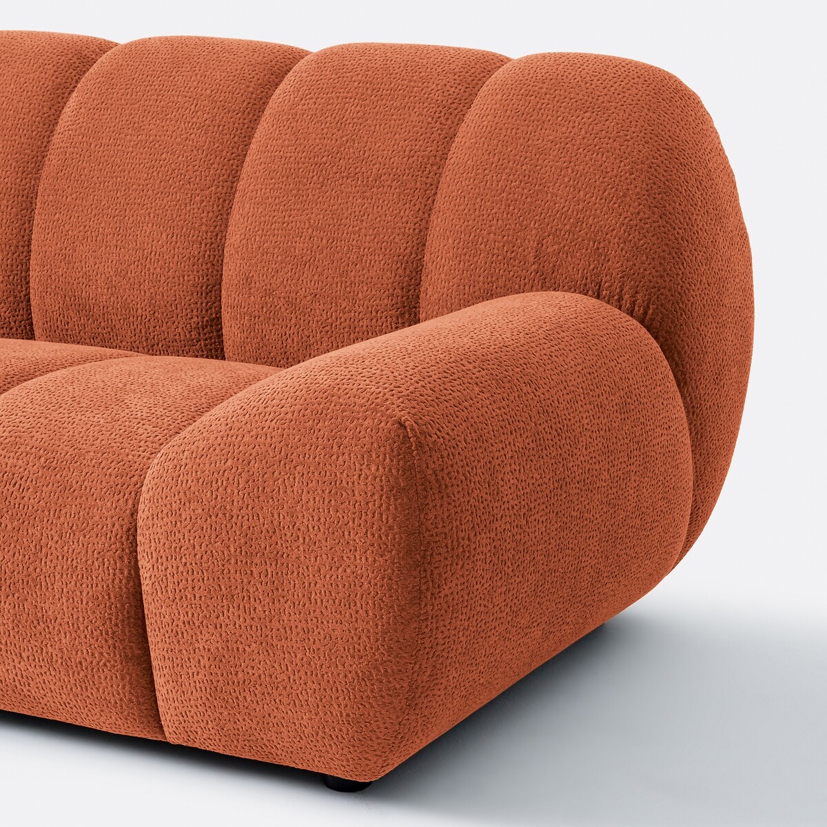 Canapé d'angle gauche, 4 places, en tissu relief, NURIA terracotta, LA REDOUTE INTERIEURS