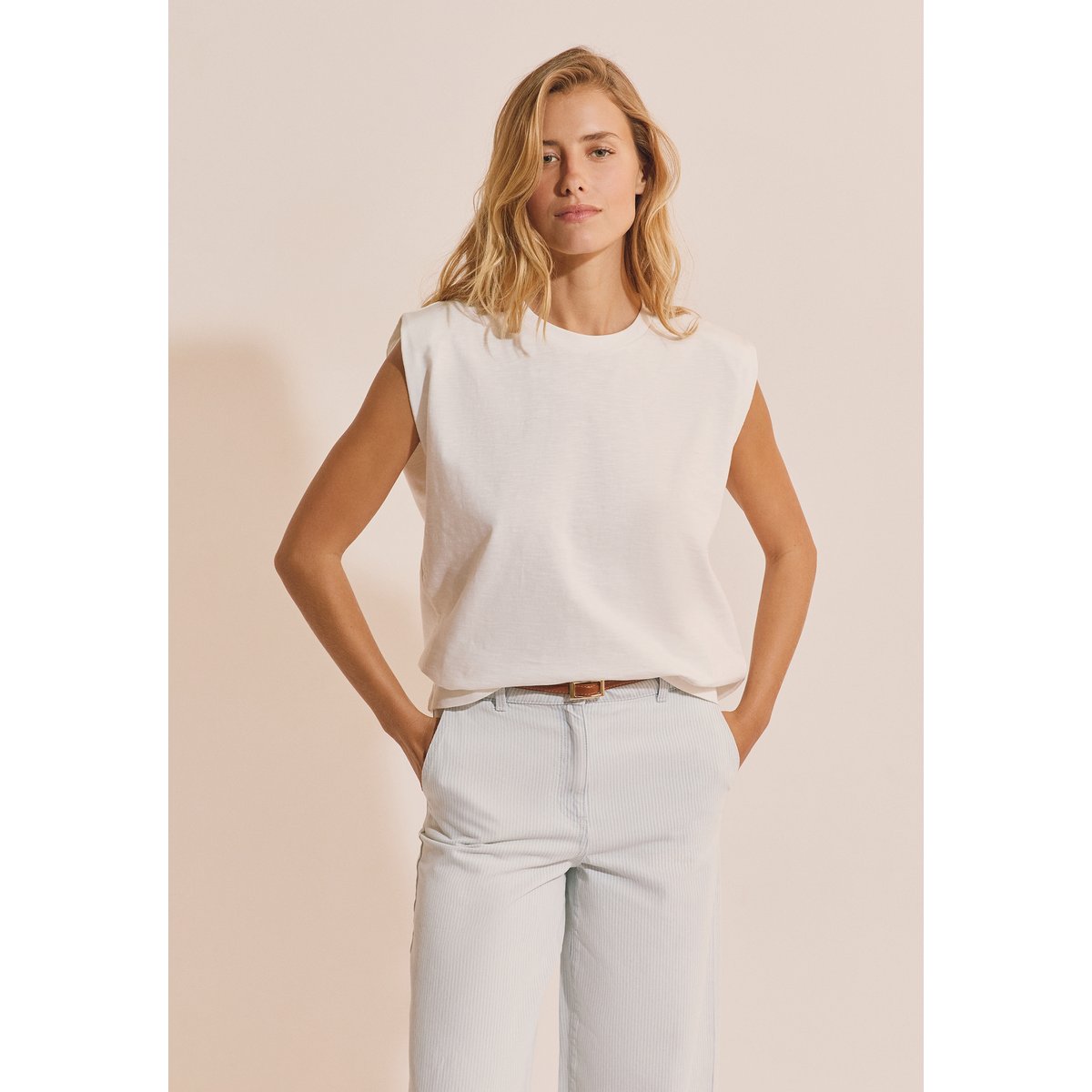 T-shirt sans manches en coton THEO TS blanc, ETAM