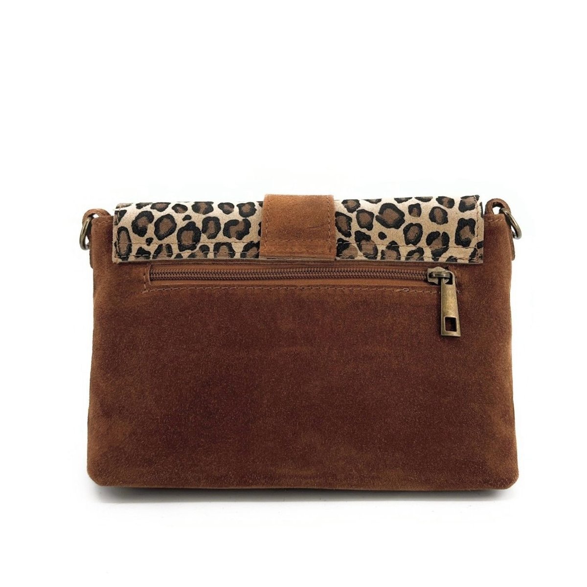 Sac à main en croute de cuir imprimé léopard VERONE SUEDE LEO léopard camel, OH MY BAG