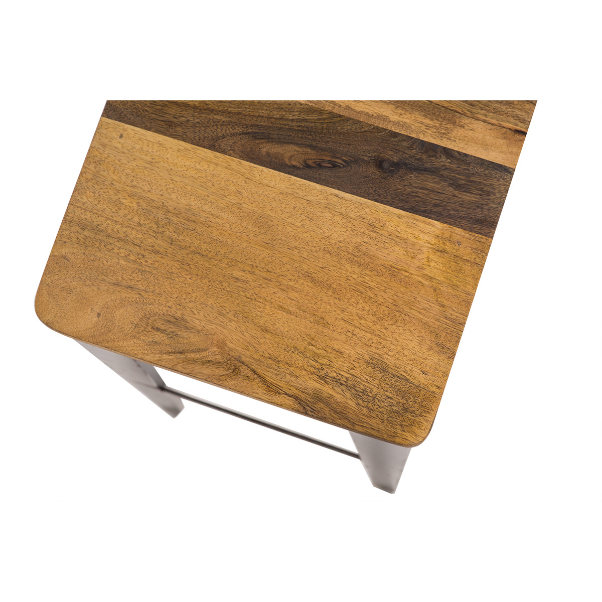Tabouret de bar industriel acier et bois manguier massif H75 cm MADISON marron, MILIBOO