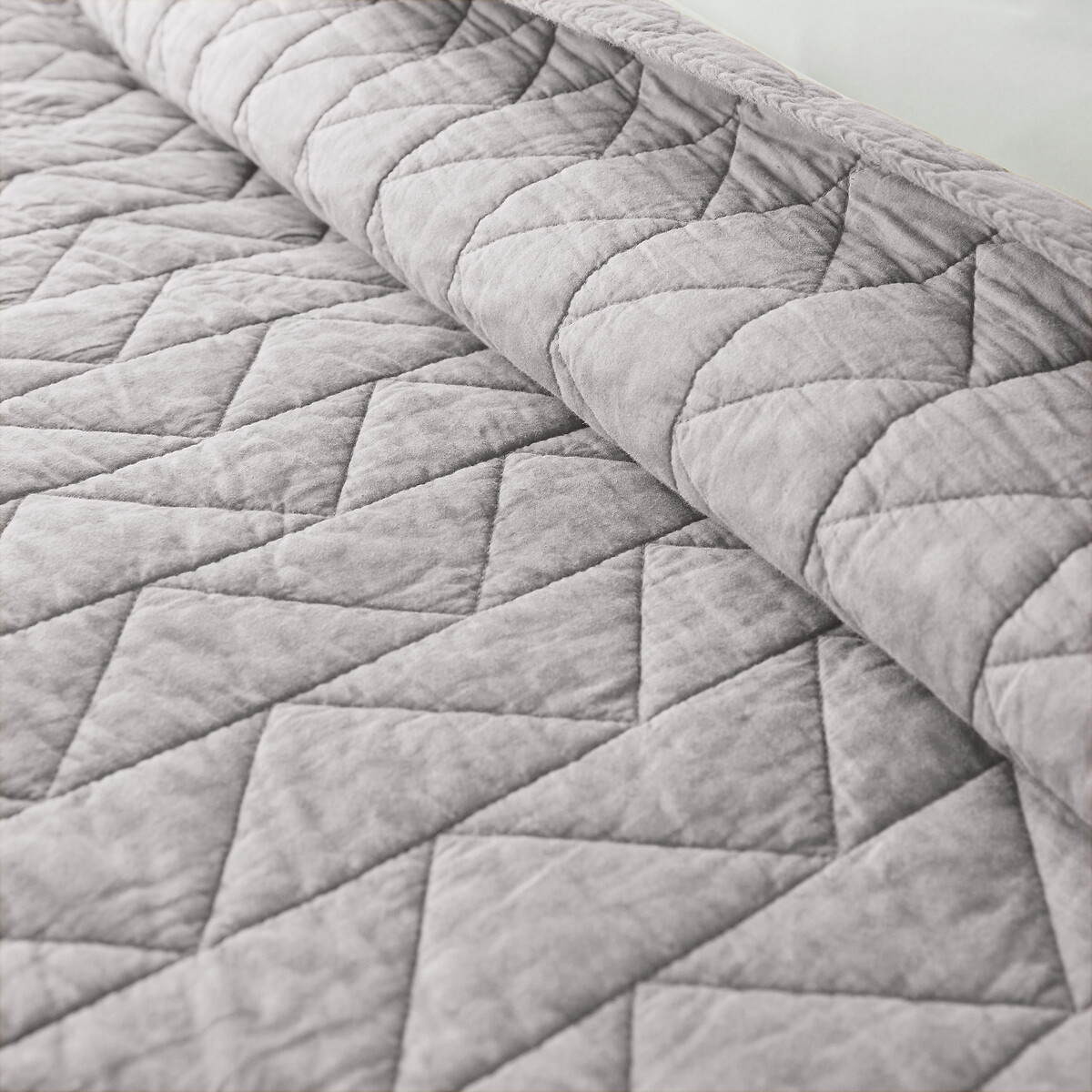 Copriletto trapuntato cotone Zig Zag Scenario antracite, LA REDOUTE INTERIEURS