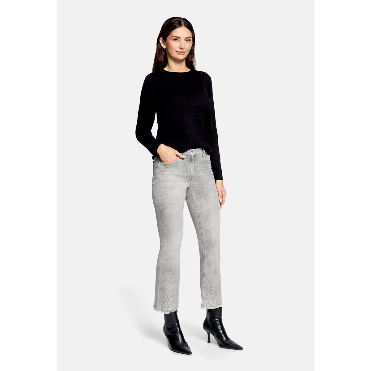 Pantalon Slim Fit à effet délavé light grey denim, BETTY BARCLAY