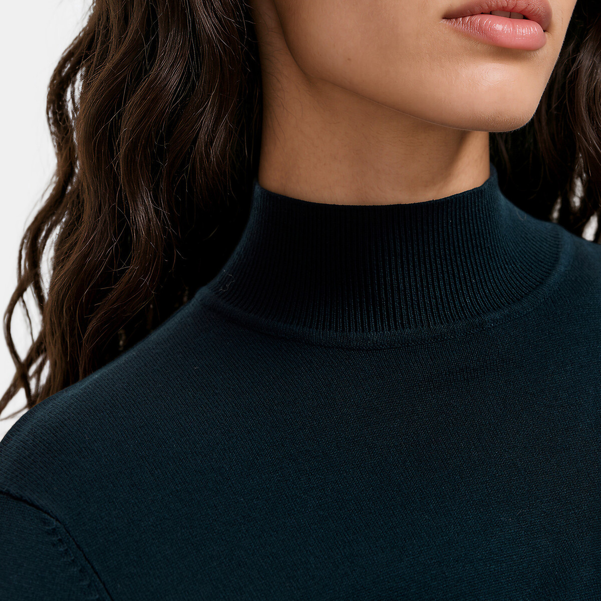 Fine Knit High Neck Jumper navy blue, LA REDOUTE COLLECTIONS