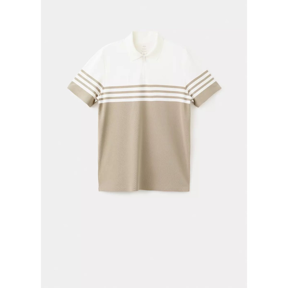 Polo bicolore col zippé beige, MANGO MAN