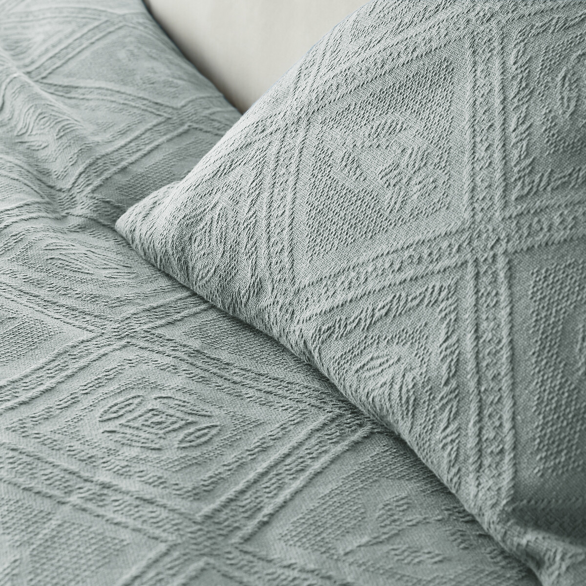 Copriletto cotone jacquard, Indo blu celadon, LA REDOUTE INTERIEURS