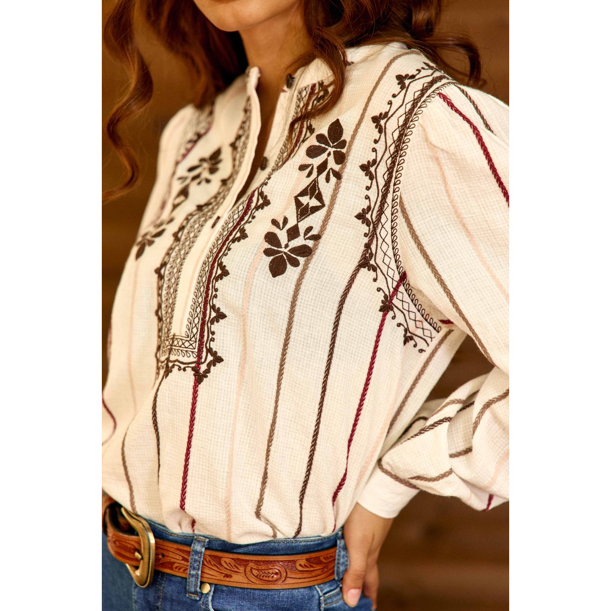 BLOUSE imprimé ethnique BRIAR 11-ecru, LA PETITE ETOILE