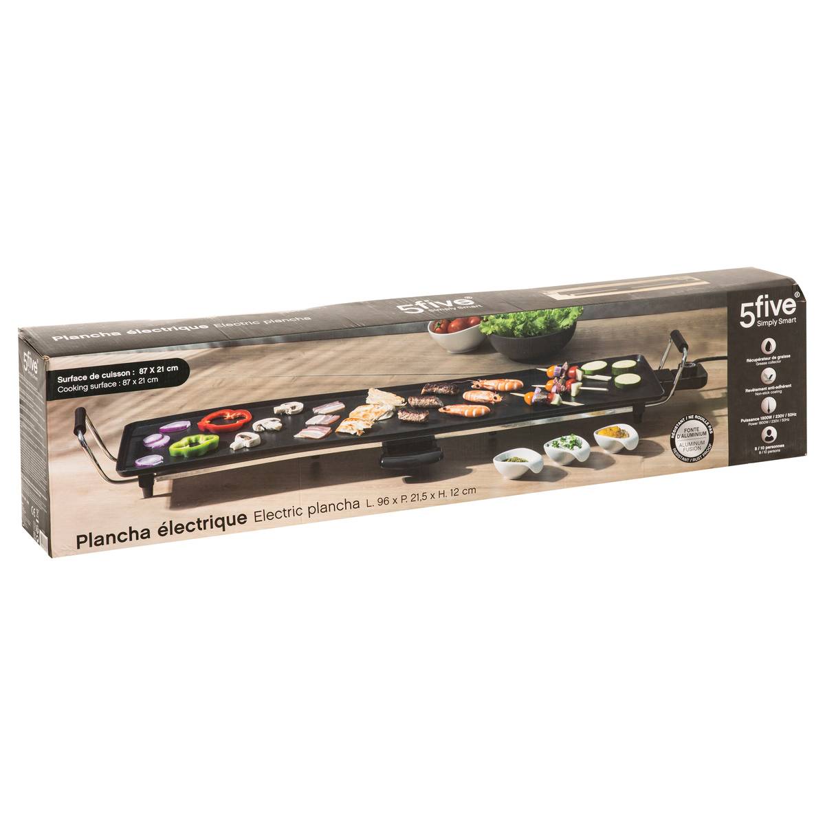 Plancha électrique black, 5FIVE SIMPLY SMART