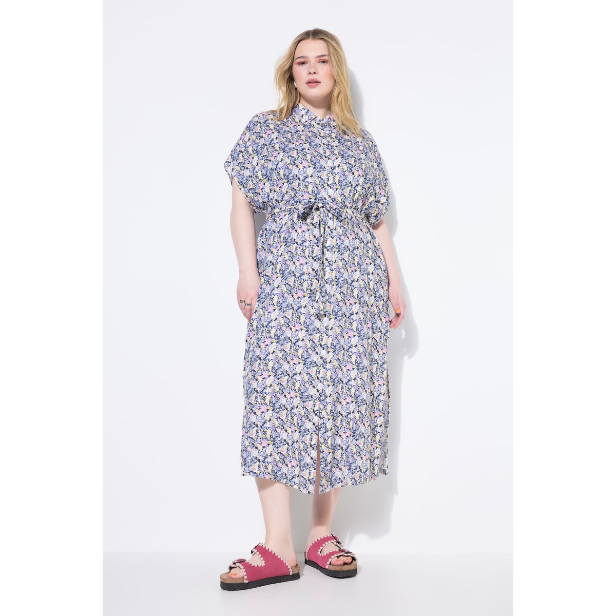 Robe chemisier, longueur maxi rose vif, STUDIO UNTOLD