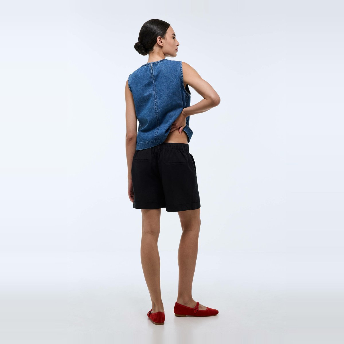 Short en lin noir, MONOPRIX