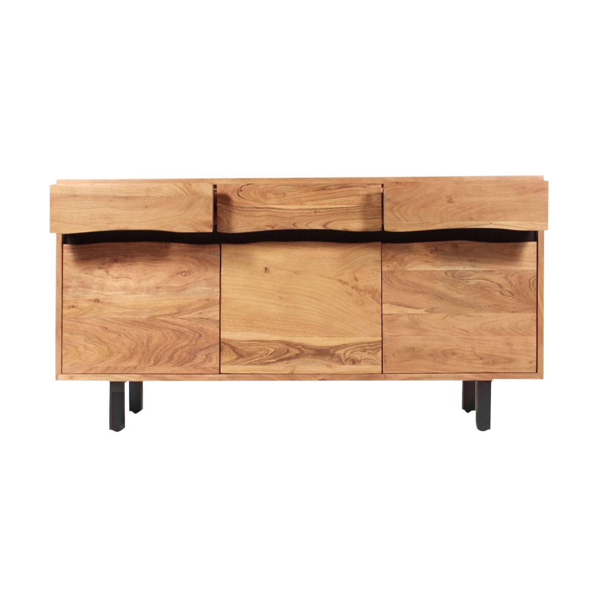 Buffet en bois d'acacia et métal MAHÉ noir, MADE IN MEUBLES