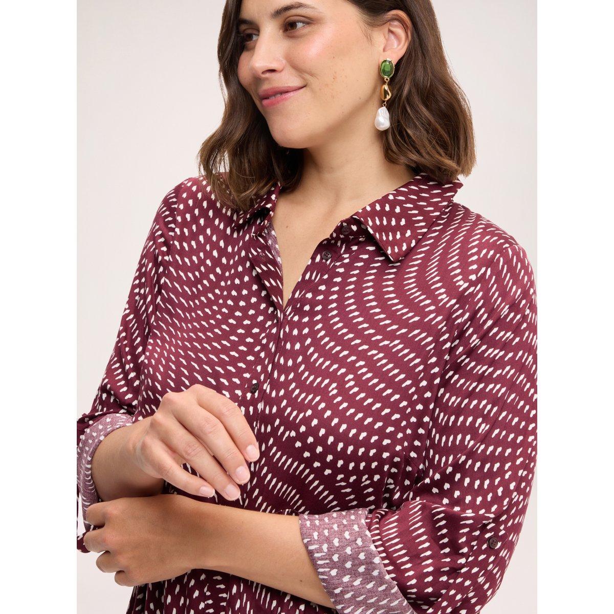 Robe courte chemisier avec imprimé burgundy, FIORELLA RUBINO