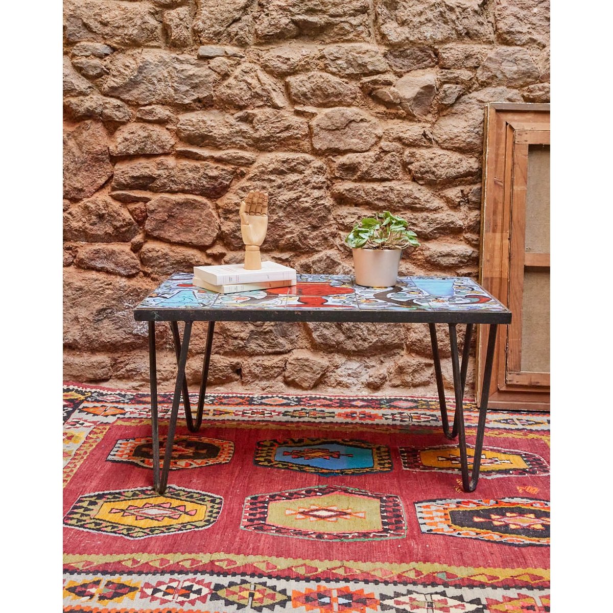 Table basse en céramique Léonie N°806 - Bon état bleu, DEBONGOUT