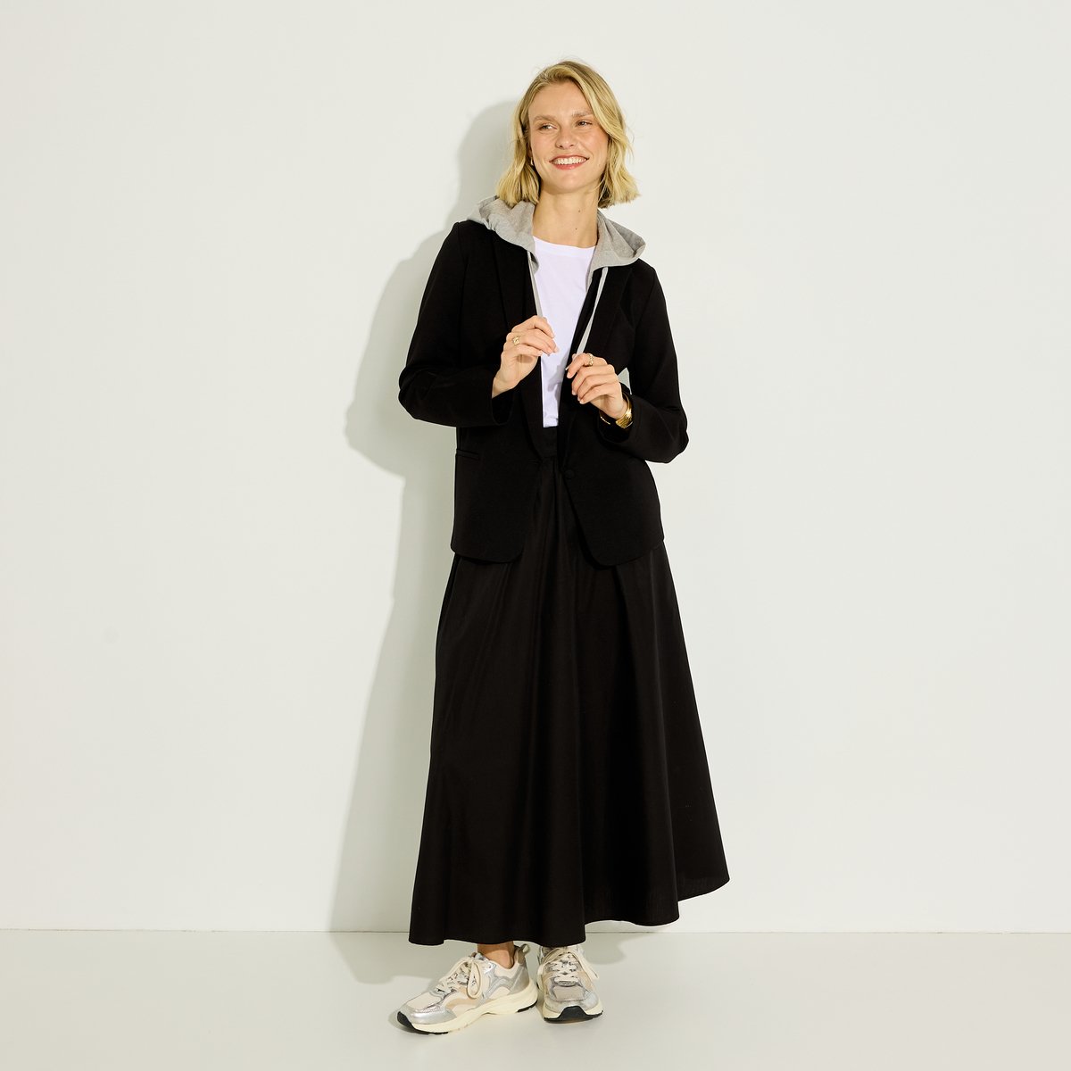 Blazer en maille à capuche noir, GRAIN DE MALICE