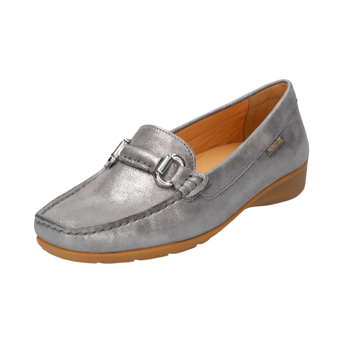 Mocassins en cuir NATALA gris métal p5139, MEPHISTO