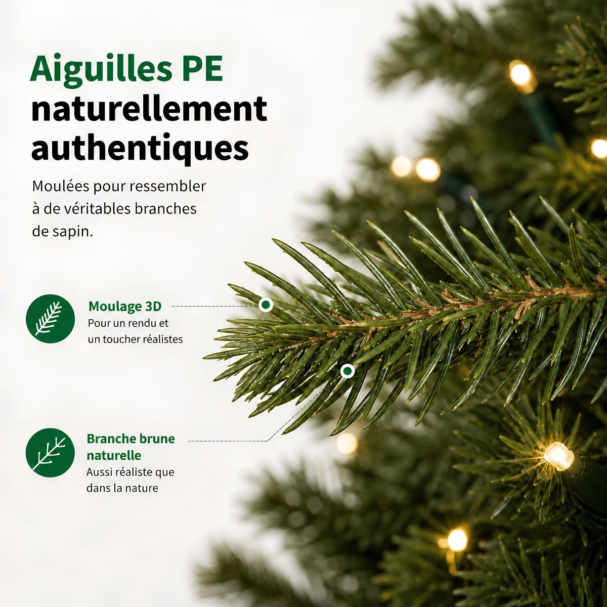 Sapin de Noël artificiel avec LED H215 cm CLIVE vert, BLACK BOX TREES