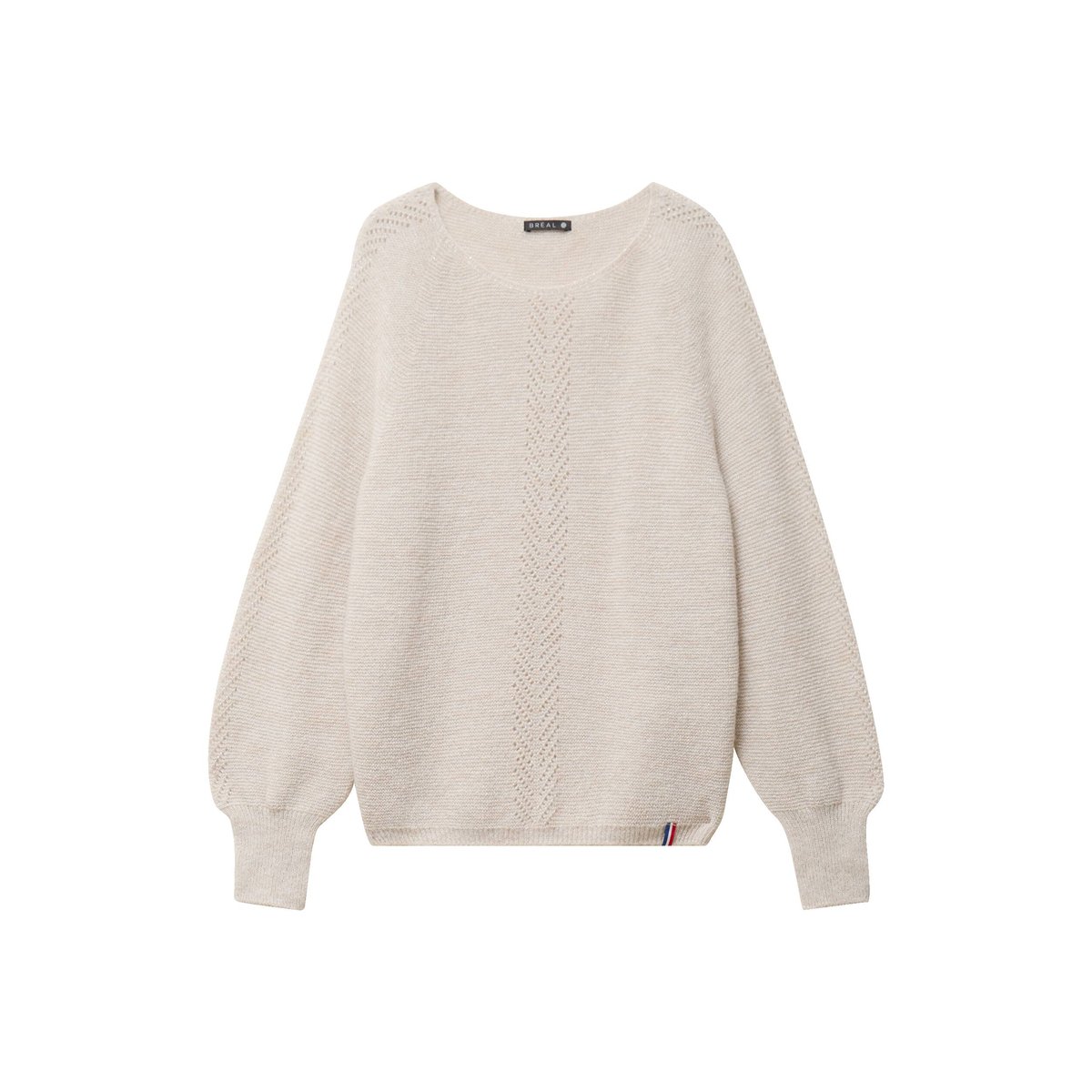 Pull droit col rond manches longues beige, BREAL