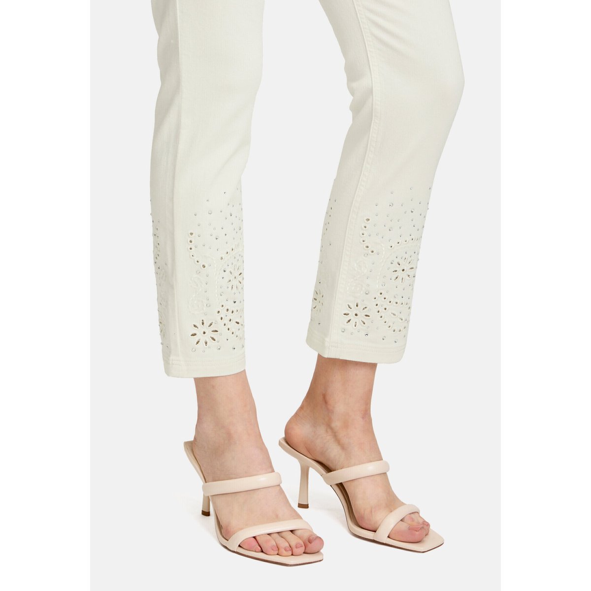 Pantalon casual à broderies blanc, BETTY BARCLAY