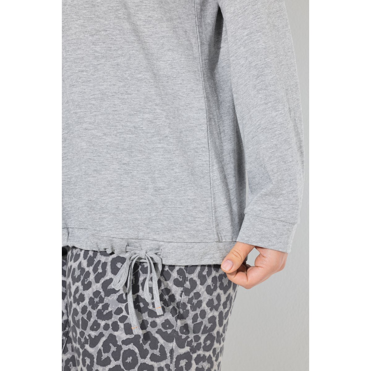 T-shirt décolleté rond et manches longues gris clair chiné, ULLA POPKEN