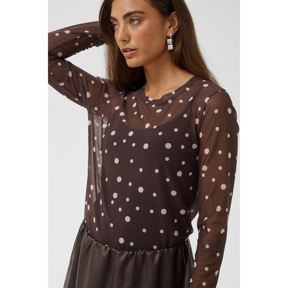 Á manches longues marron brown/whitecap dot, CULTURE