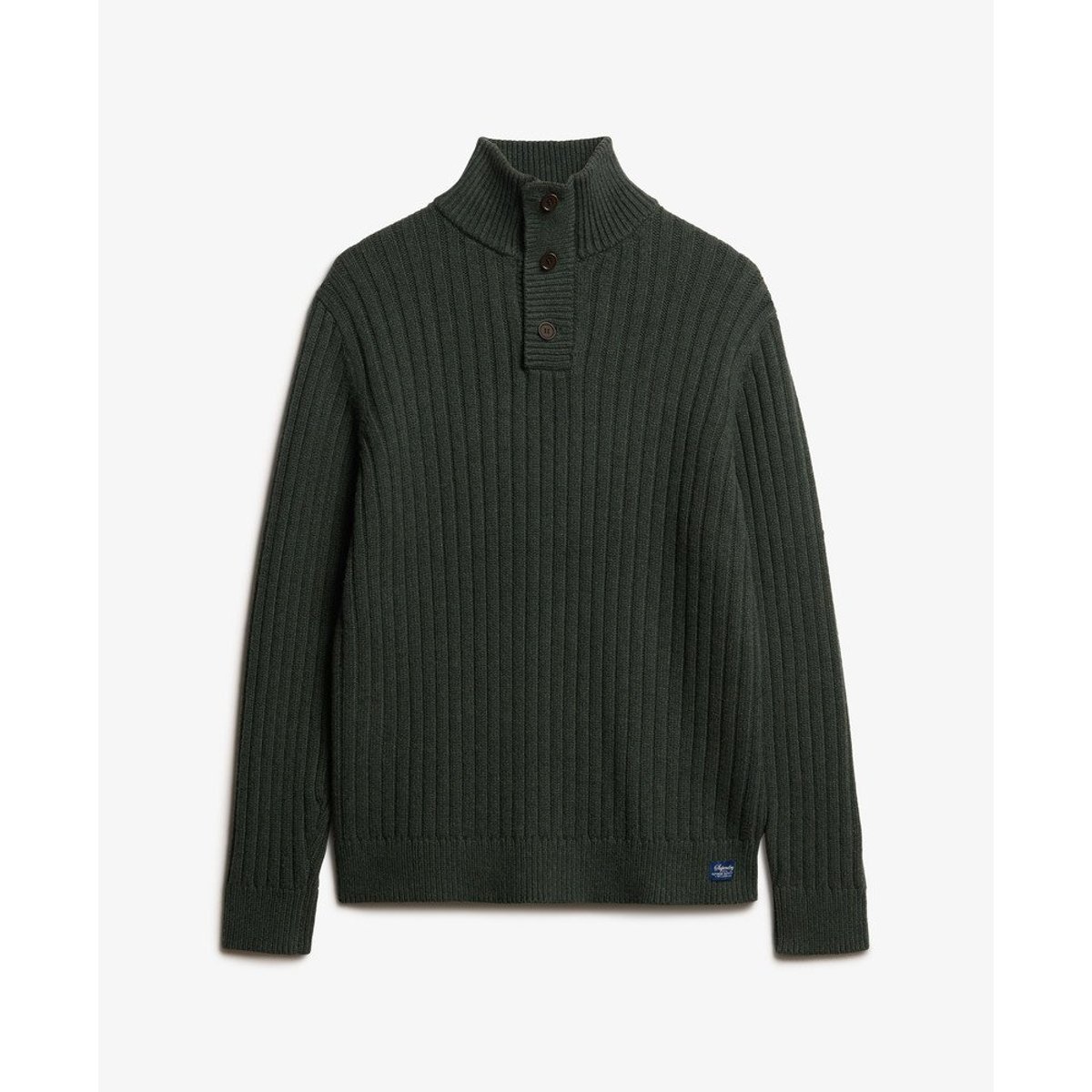 Pull côtelé à col tunisien olive twist, SUPERDRY