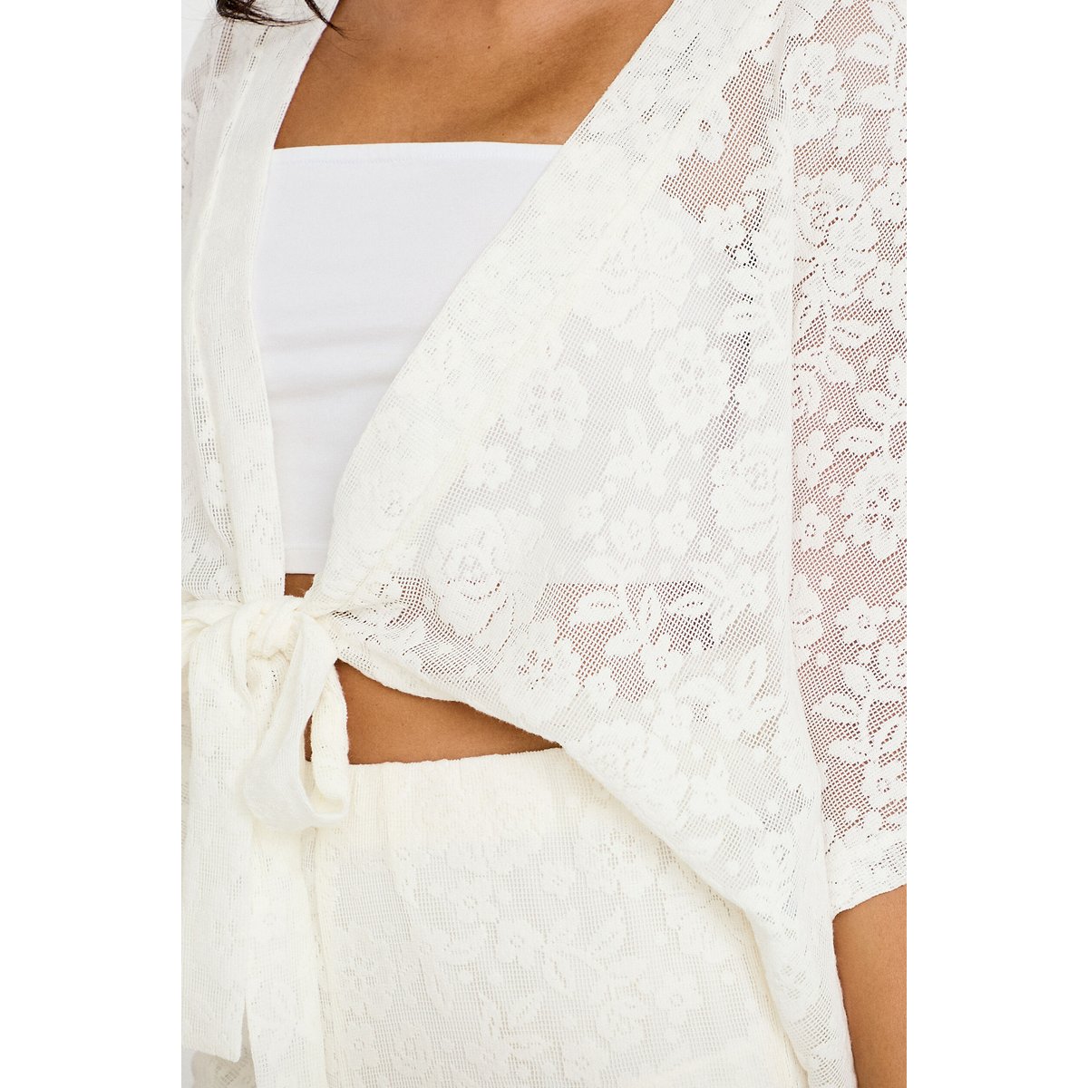 Kimono oversize ajouré ecru, CACHE CACHE